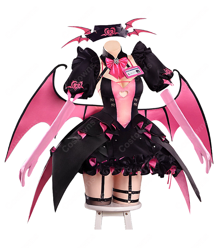 アズールレーン プリンツ・モーリッツ コスプレ衣装 悪魔 ナース服 真夜中怪談看護師長 ブラック×ピンク 翼追加可-2