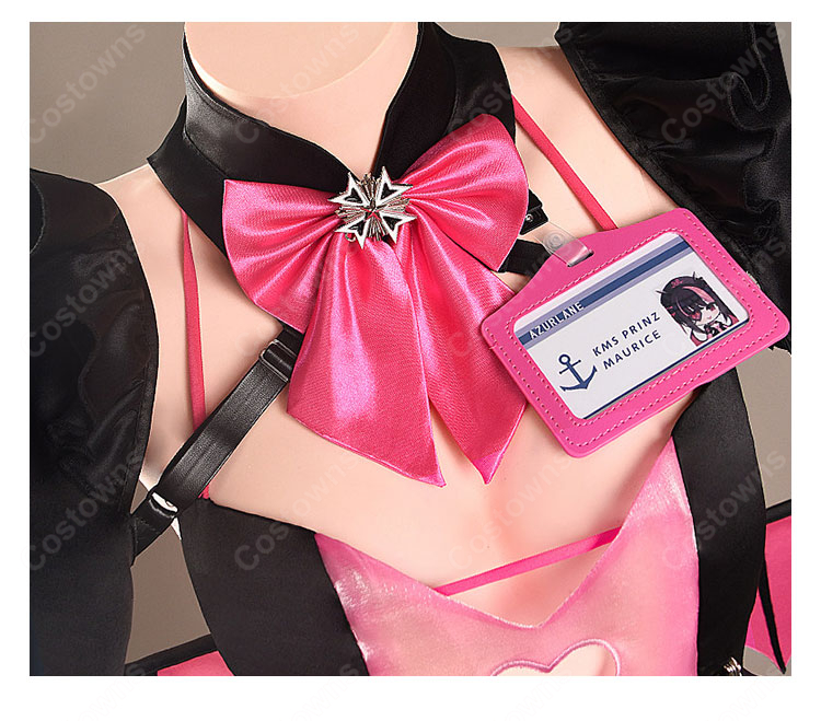 アズールレーン プリンツ・モーリッツ コスプレ衣装 悪魔 ナース服 真夜中怪談看護師長 ブラック×ピンク 翼追加可-4