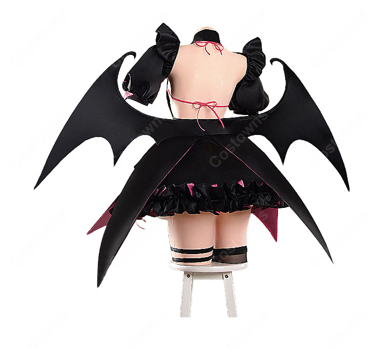 アズールレーン プリンツ・モーリッツ コスプレ衣装 悪魔 ナース服 真夜中怪談看護師長 ブラック×ピンク 翼追加可-3