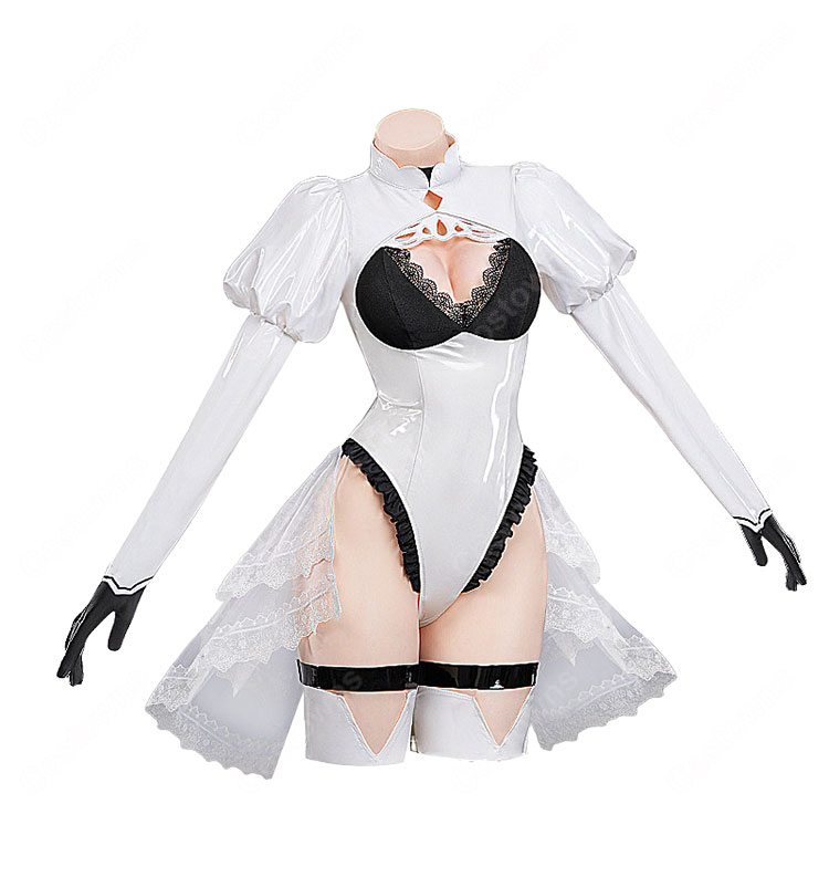 アズールレーン×NieR:Automata 2B 休息のひととき コスプレ衣装 ホワイトボディスーツ 撮影・イベント向け-2