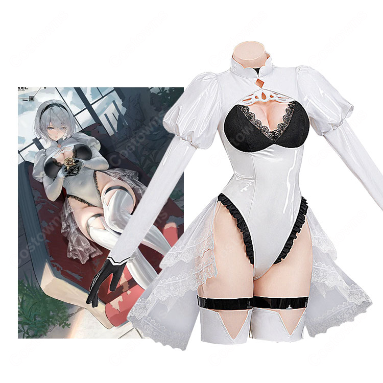 アズールレーン×NieR:Automata 2B 休息のひととき コスプレ衣装 ホワイトボディスーツ 撮影・イベント向け-1