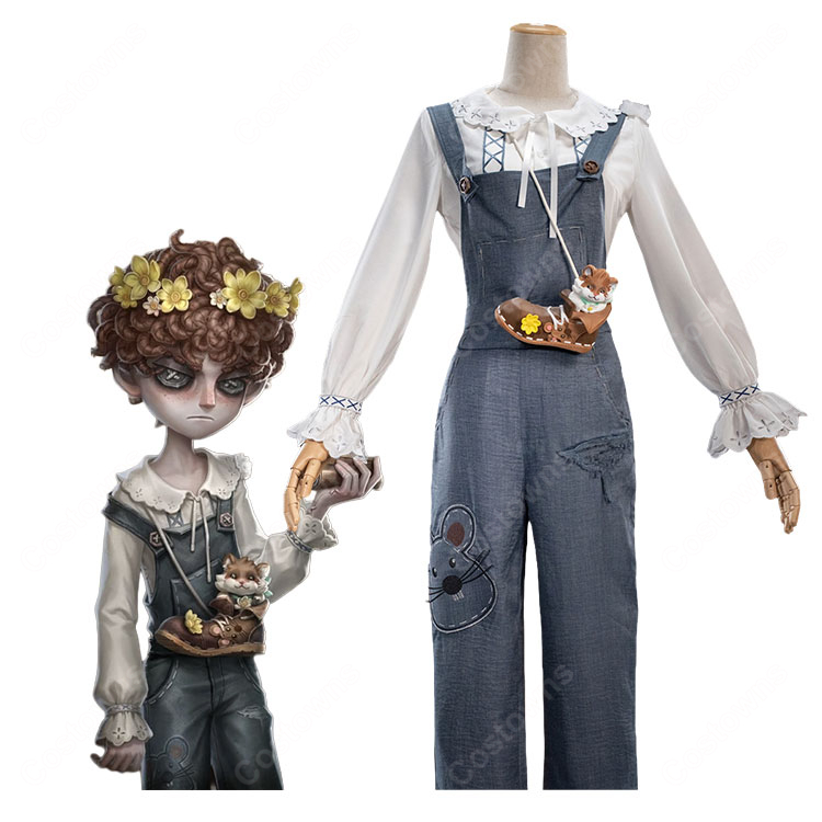 IdentityV 第五人格 「神童」カイ コスプレ衣装 ブルーグレーサロペット 花冠・小物付き 撮影イベント向け-1