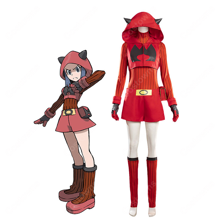 ポケットモンスター オメガルビー・アルファサファイア マグマ団のしたっぱ 女性 コスプレ衣装 ORAS版 7点セット-1