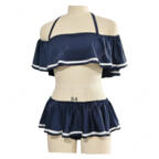 ブルーアーカイブ -Blue Archive- 黒見セリカ 水着Ver. コスプレ衣装 ネイビーフリル水着 上下2点セット