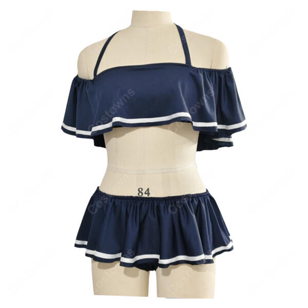 ブルーアーカイブ -Blue Archive- 黒見セリカ 水着Ver. コスプレ衣装 ネイビーフリル水着 上下2点セット オーダメイド可元の画像