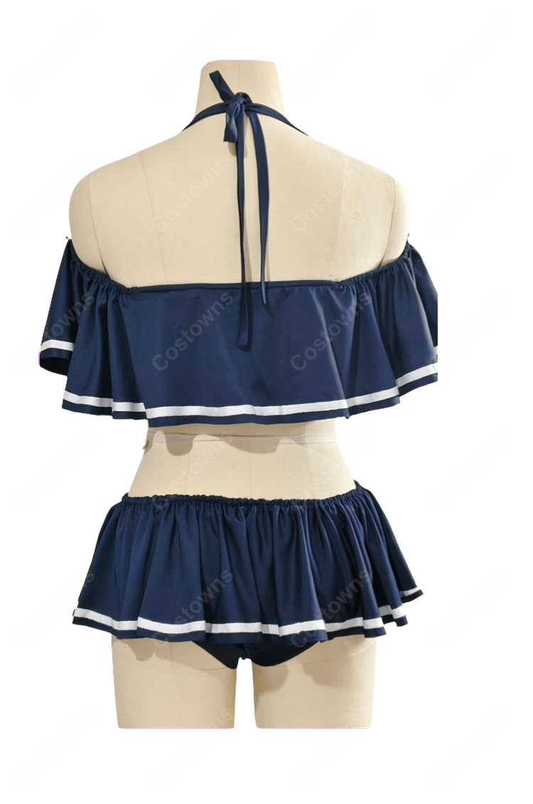 ブルーアーカイブ -Blue Archive- 黒見セリカ 水着Ver. コスプレ衣装 ネイビーフリル水着 上下2点セット-3
