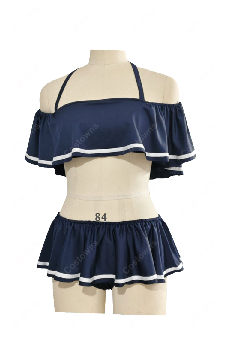 ブルーアーカイブ -Blue Archive- 黒見セリカ 水着Ver. コスプレ衣装 ネイビーフリル水着 上下2点セット-2