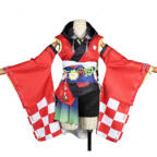 学園アイドルマスター 藤田ことね 【冠菊】コスプレ衣装 夏祭りモチーフ和風衣装 広袖・帯・大リボン付き