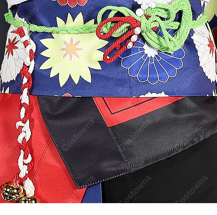 学園アイドルマスター 藤田ことね 【冠菊】コスプレ衣装 夏祭りモチーフ和風衣装 広袖・帯・大リボン付き-10