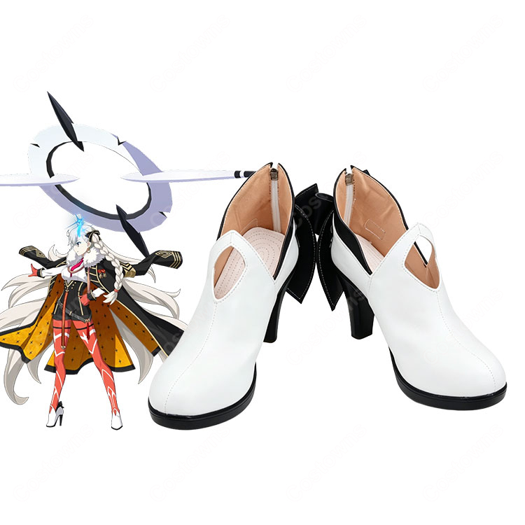 Fate/Grand Order オルガマリー・アニムスフィア 第3再臨 コスプレ衣装用シューズ 白×黒 リボン付き 22.5~29.5cm-1