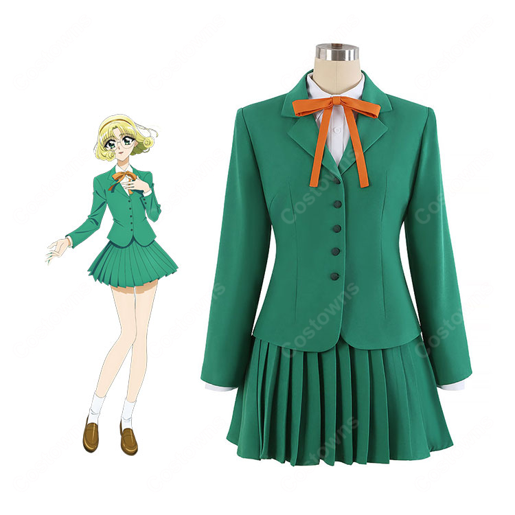 魔法騎士レイアース 鳳凰寺風 制服Ver. コスプレ衣装 グリーンジャケット・プリーツスカート4点セット-1