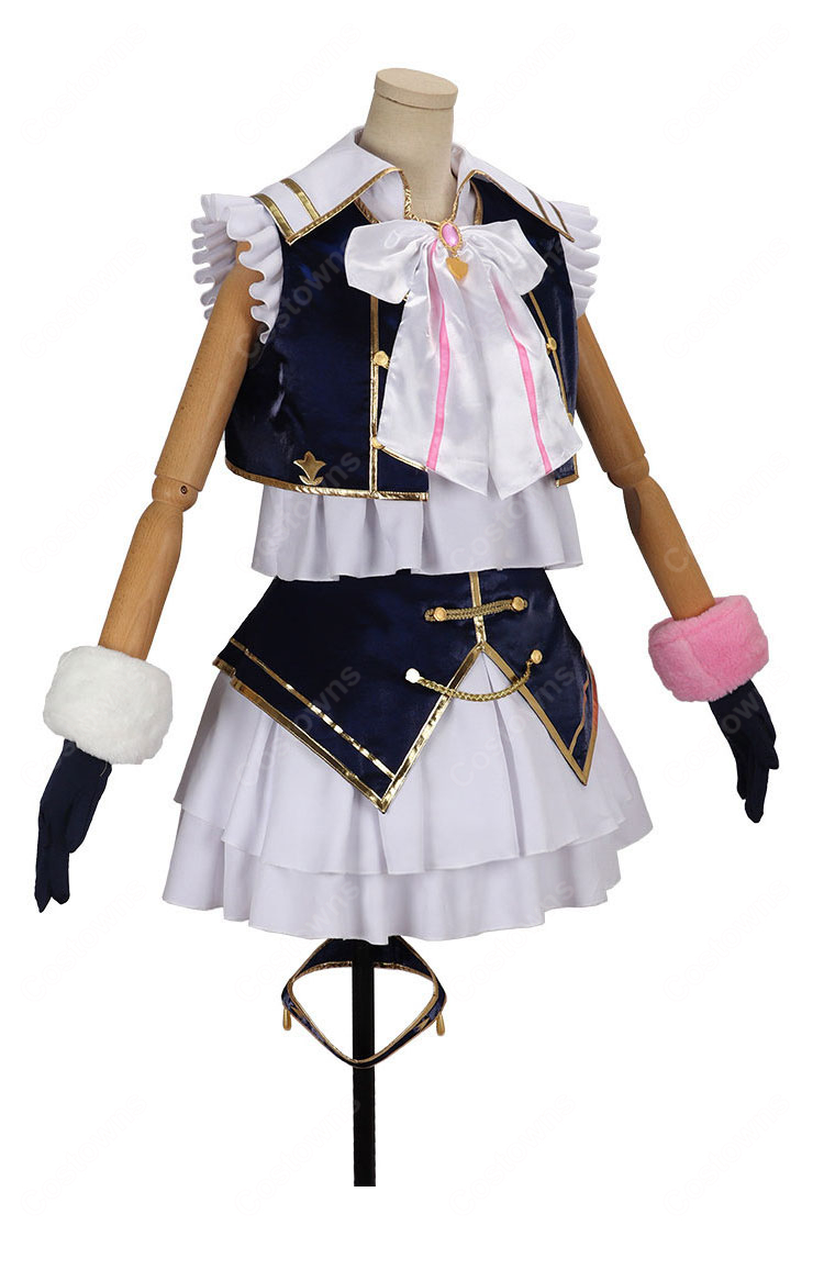にじさんじ 家長むぎ 3D共通衣装Ver. コスプレ衣装 ネイビー×ホワイト ベスト&フリルスカート 撮影・イベント向け-3