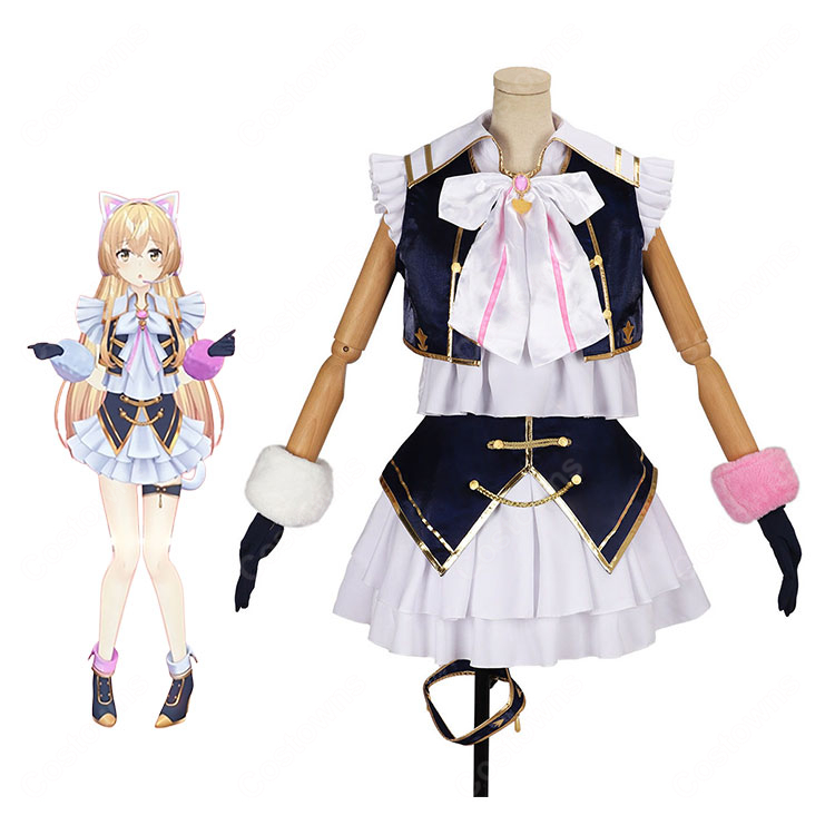 にじさんじ 家長むぎ 3D共通衣装Ver. コスプレ衣装 ネイビー×ホワイト ベスト&フリルスカート 撮影・イベント向け-1