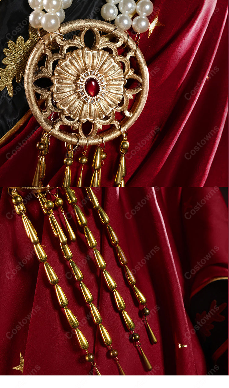 Fate/Grand Order ドゥルガー 霊基再臨第2段階 コスプレ衣装 赤×黒×金の装飾デザイン アクセサリー付き-5
