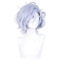 原神 ミティヤ コスプレウィッグ 淡いブルー系ショートウェーブ ウィッグネット付き コスプレ衣装用 イベント撮影向け(コスプレウィッグ)