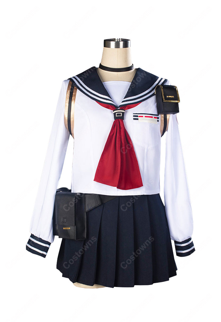 ブルーアーカイブ 高倉クルミ コスプレ衣装 SRT特殊学園 FOX小隊 通常制服 セーラー服 小物セット-2