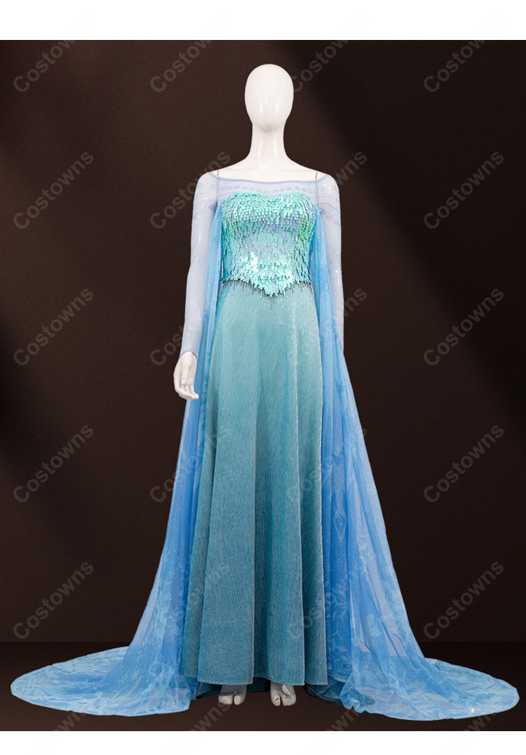 アナと雪の女王 エルサ コスプレ衣装 Snow Queen 氷のドレス ケープ・コルセット付き XS~XXL-2