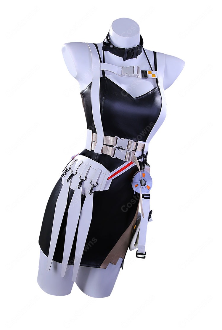 アークナイツ ハディヤ コスプレ衣装 ベース衣装 ブラックワンピース&アウター 角・尻尾付き多パーツセット-3