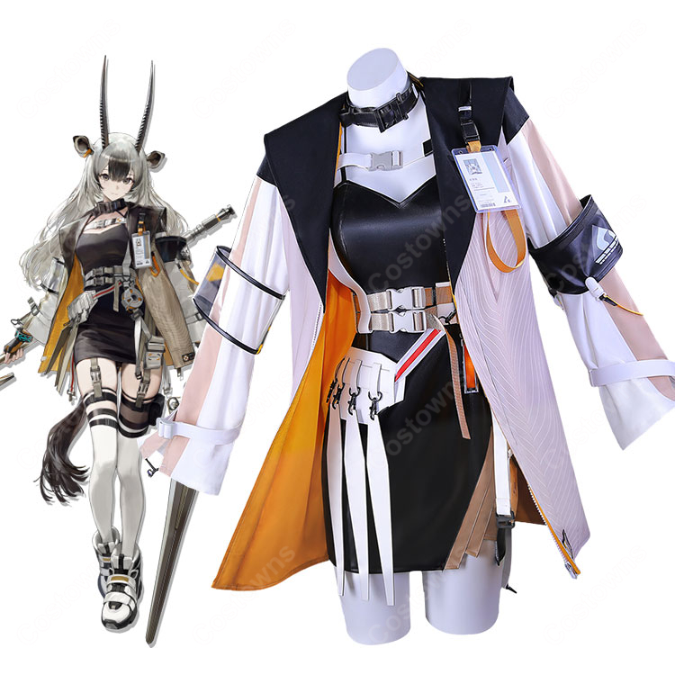 アークナイツ ハディヤ コスプレ衣装 ベース衣装 ブラックワンピース&アウター 角・尻尾付き多パーツセット-1