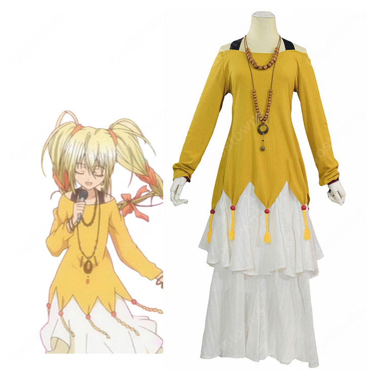 しゅごキャラ! ほしな歌唄 ステージ衣装Ver. コスプレ衣装 イエロー×ホワイト 6点セット イベント・撮影向け-1