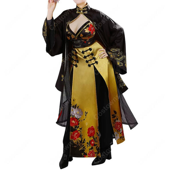 勝利の女神：NIKKE モラン コスプレ衣装 通常衣装 黒×ゴールド チャイナ風アウター＆ワンピースセット元の画像