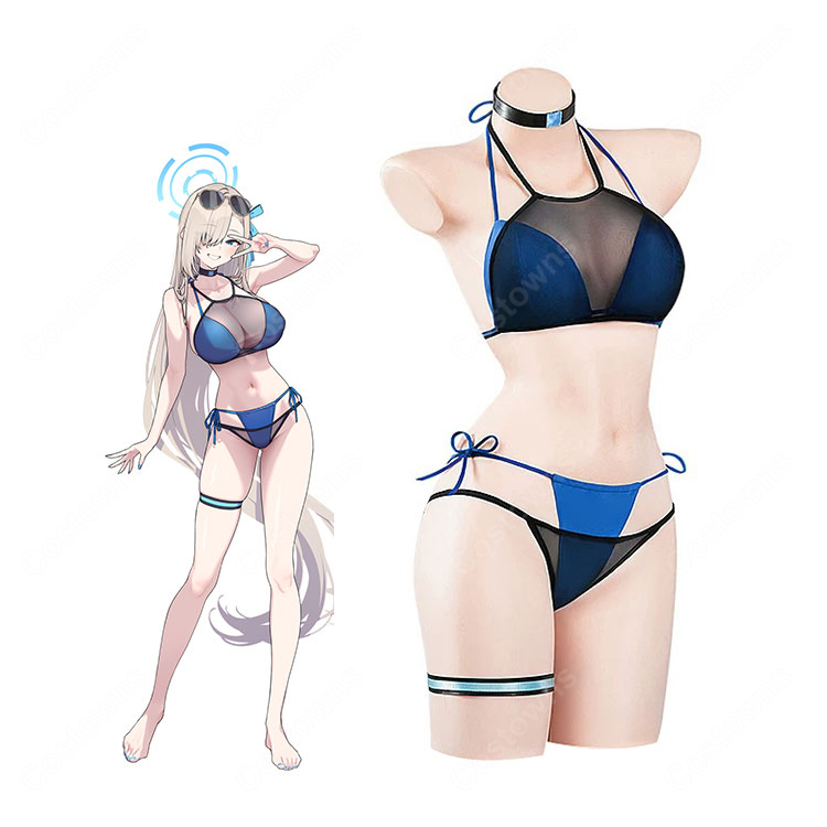 ブルーアーカイブ 一之瀬アスナ C108描き下ろし 水着Ver. コスプレ衣装 サングラス・チョーカー・髪飾り付き-1