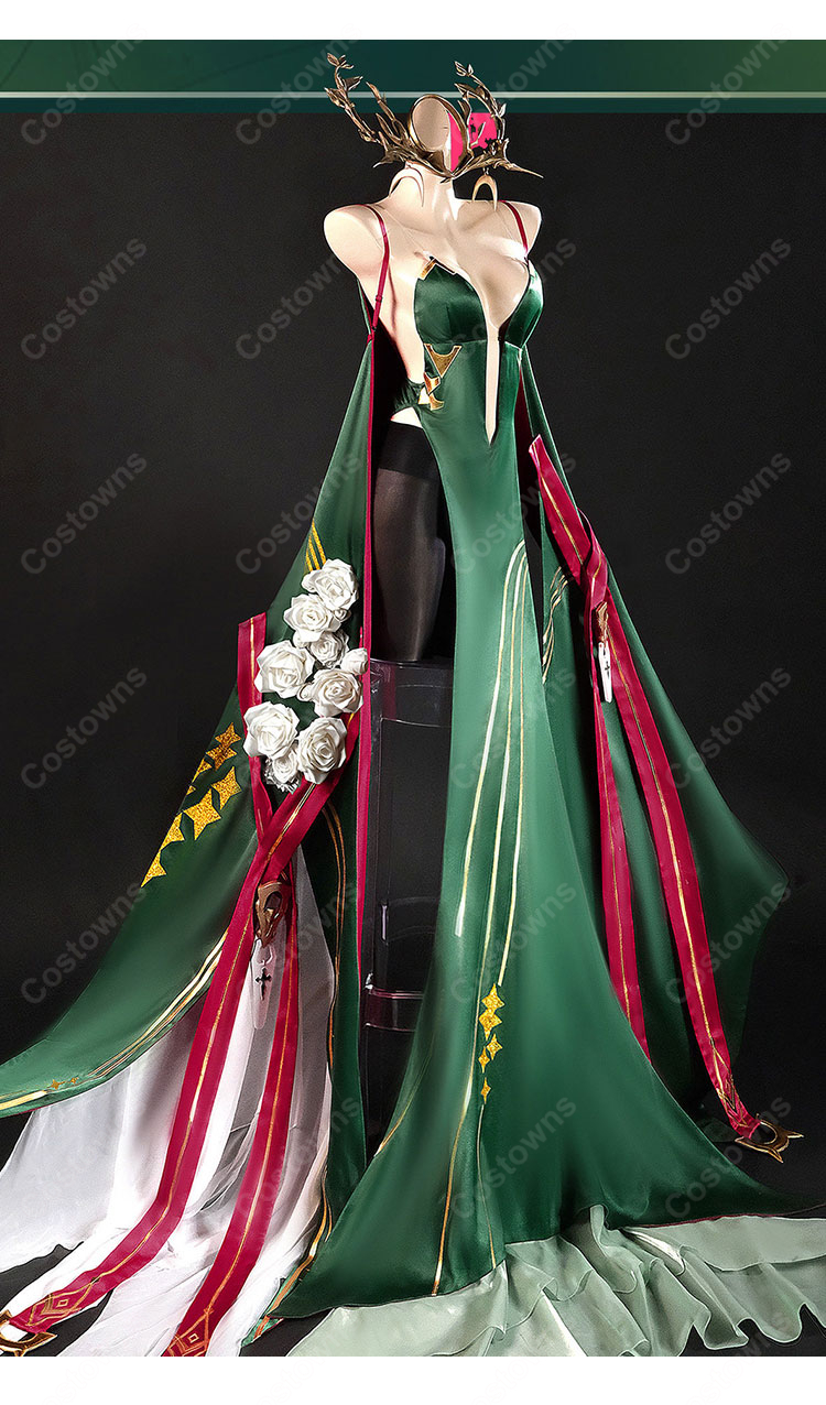 アズールレーン ナポリ コスプレ衣装 通常衣装Ver. 深緑ロングドレス ストッキング・衣装アクセサリー付き-2