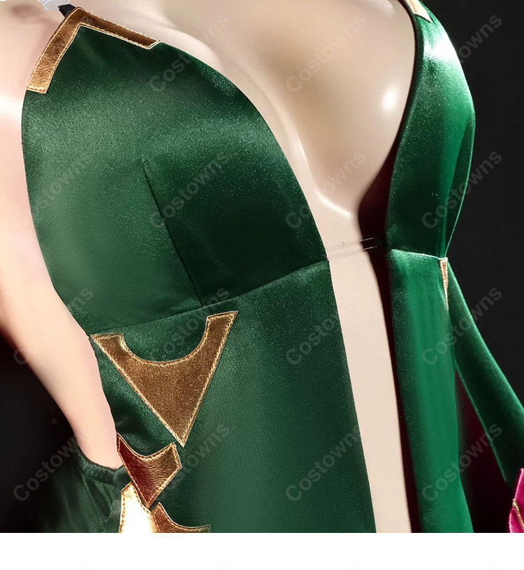 アズールレーン ナポリ コスプレ衣装 通常衣装Ver. 深緑ロングドレス ストッキング・衣装アクセサリー付き-4