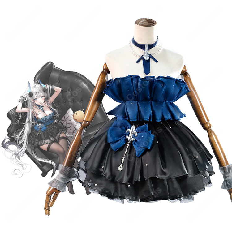 アズールレーン シュフラン「華やかに極まれ」コスプレ衣装 ネイビー×ブラック ドレスセット シーズン任務着せ替え-1