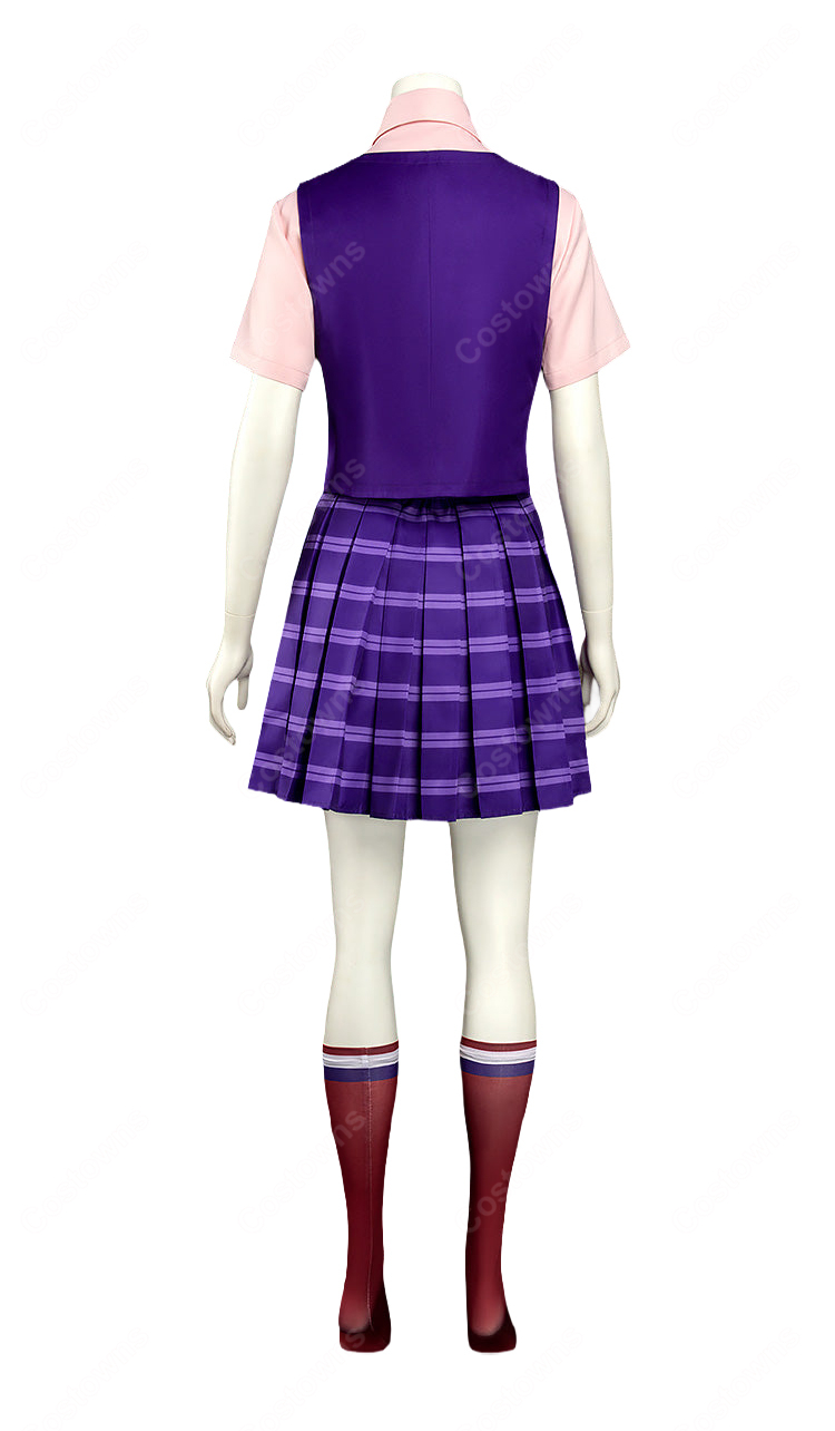 逆転裁判 蘇る逆転 宝月茜 アカネ 高校生制服Ver. コスプレ衣装 白衣・ベスト・シャツ・スカート・ソックス・リボン6点セット-7