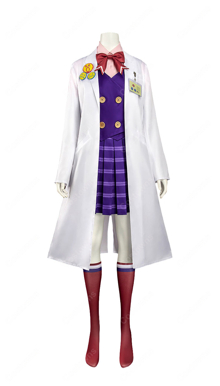逆転裁判 蘇る逆転 宝月茜 アカネ 高校生制服Ver. コスプレ衣装 白衣・ベスト・シャツ・スカート・ソックス・リボン6点セット-2