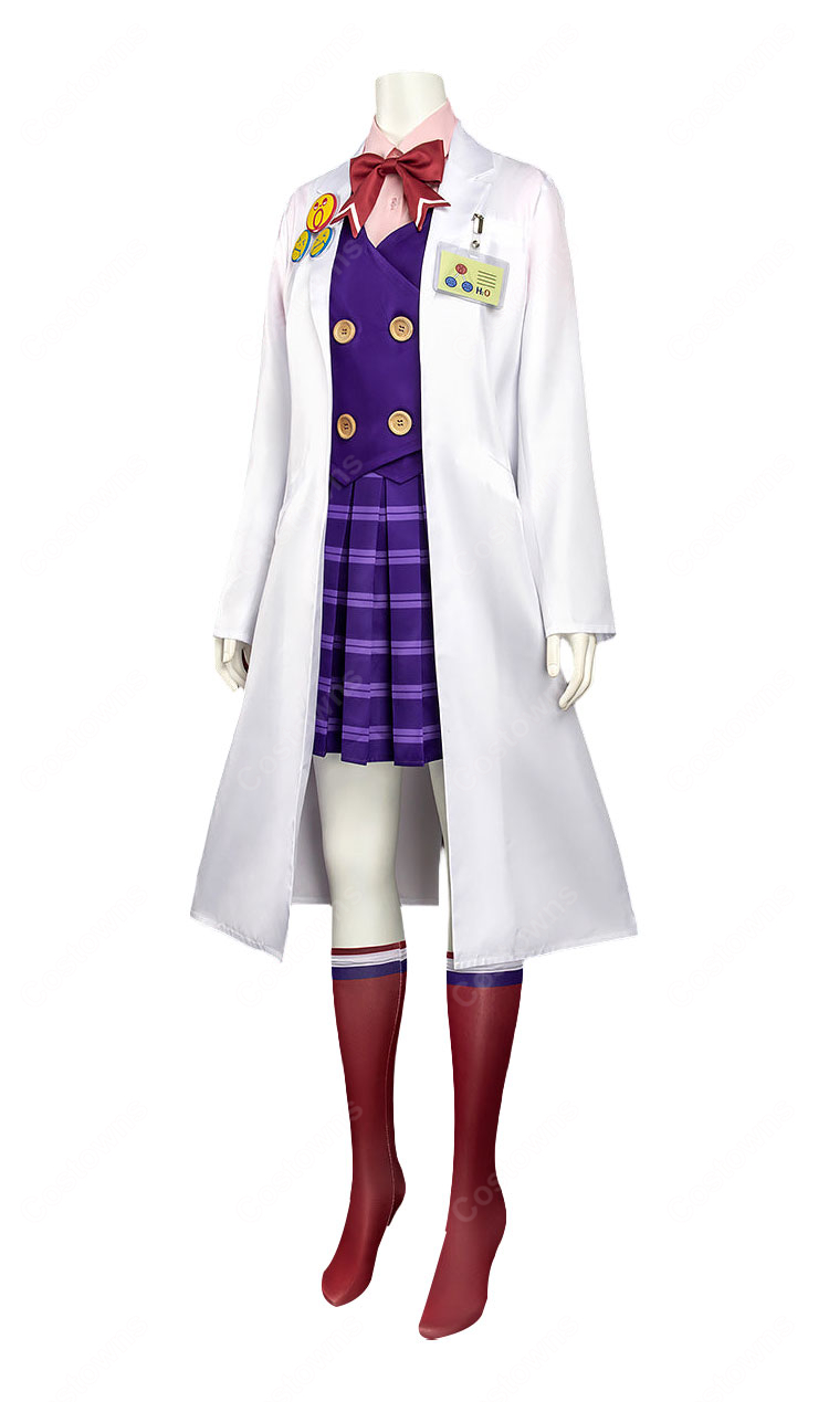 逆転裁判 蘇る逆転 宝月茜 アカネ 高校生制服Ver. コスプレ衣装 白衣・ベスト・シャツ・スカート・ソックス・リボン6点セット-3