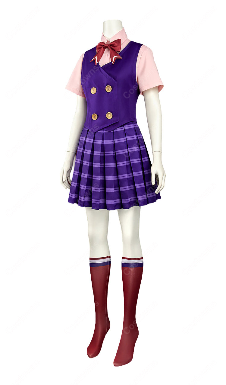 逆転裁判 蘇る逆転 宝月茜 アカネ 高校生制服Ver. コスプレ衣装 白衣・ベスト・シャツ・スカート・ソックス・リボン6点セット-6