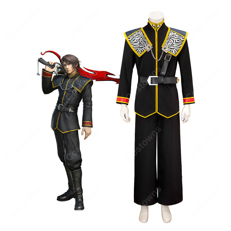 ディシディア ファイナルファンタジー NT スコール・レオンハート 2ndフォーム SeeD制服 コスプレ衣装 上着 肩飾り パンツ ベルト付き-1