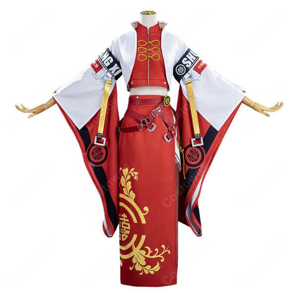 GUILTY GEAR -STRIVE- 蔵土縁 紗夢 コスプレ衣装 赤白チャイナ風衣装 コート トップス スカート ベルトセット オーダメイド可元の画像