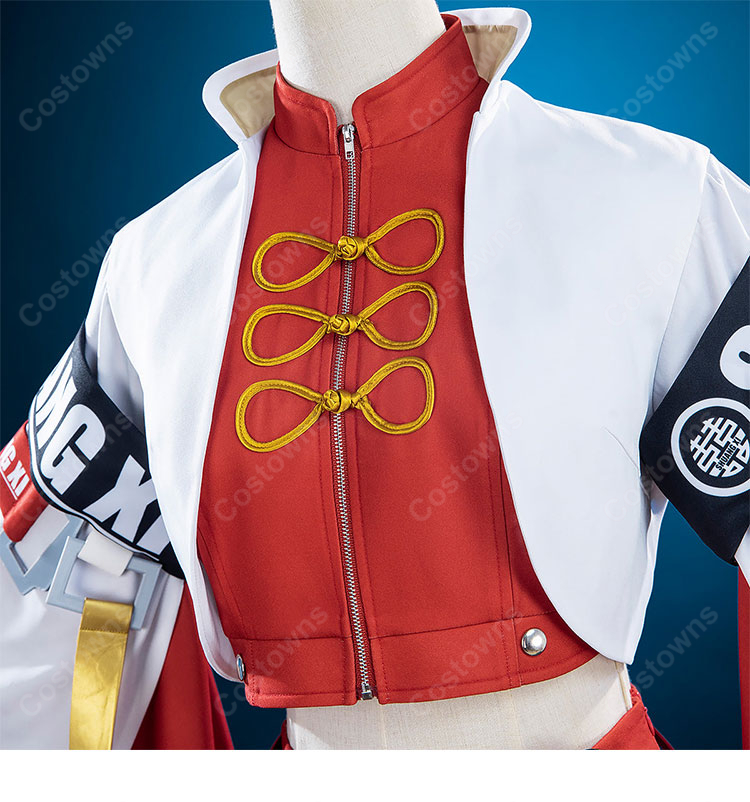 GUILTY GEAR -STRIVE- 蔵土縁 紗夢 コスプレ衣装 赤白チャイナ風衣装 コート トップス スカート ベルトセット-6