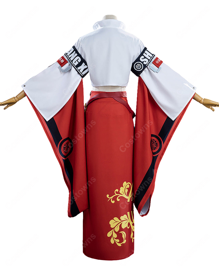 GUILTY GEAR -STRIVE- 蔵土縁 紗夢 コスプレ衣装 赤白チャイナ風衣装 コート トップス スカート ベルトセット-5