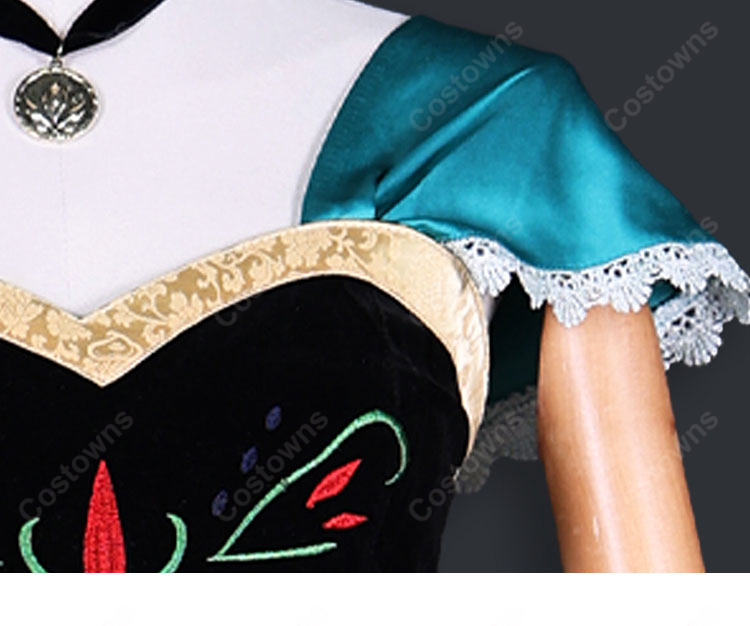 アナと雪の女王 アナ 戴冠式ドレス コスプレ衣装 Coronation Dress 上衣 スカート 小物セット イベント撮影対応-6