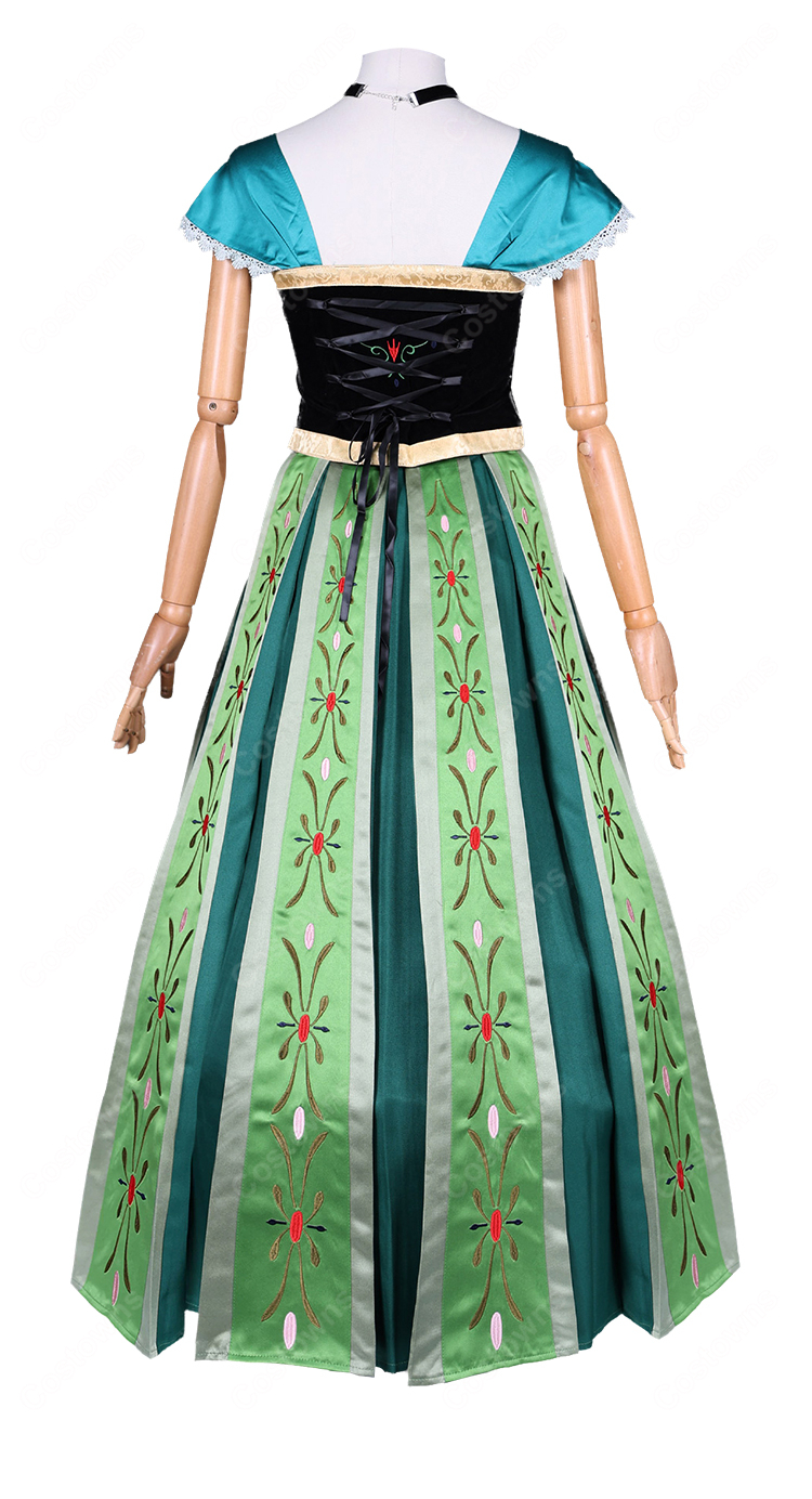 アナと雪の女王 アナ 戴冠式ドレス コスプレ衣装 Coronation Dress 上衣 スカート 小物セット イベント撮影対応-4