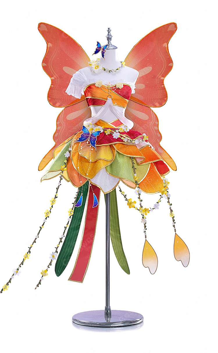 ラブライブ!スクフェス 高坂穂乃果 妖精の国編 妖精さんの願い事 覚醒後Ver. コスプレ衣装 花飾り付き フルセット-2