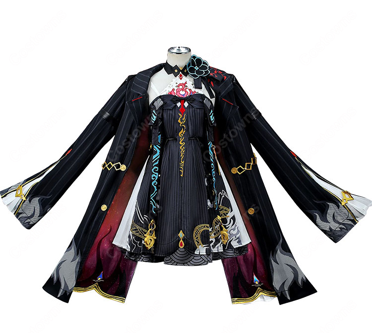 鳴潮 鎖暝 サメイ コスプレ衣装 Ver3.7風 黒系ロングアウター ドレスセット イベント撮影対応-2