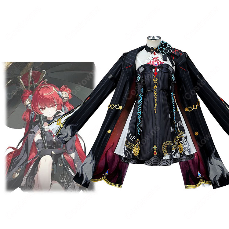 鳴潮 鎖暝 サメイ コスプレ衣装 Ver3.7風 黒系ロングアウター ドレスセット イベント撮影対応-1