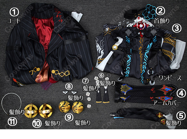 鳴潮 鎖暝 サメイ コスプレ衣装 Ver3.7風 黒系ロングアウター ドレスセット イベント撮影対応-21