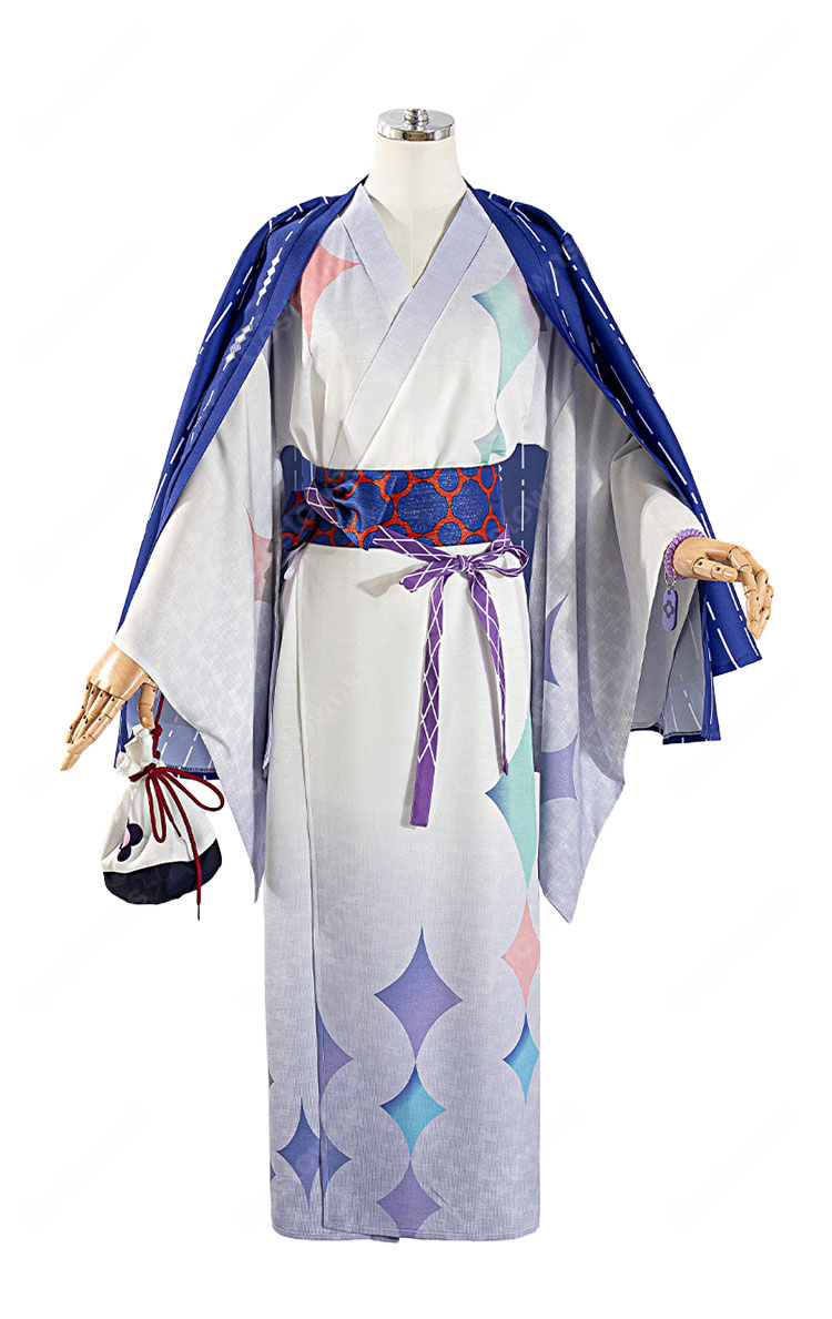 にじさんじ×極楽湯・RAKU SPA 星導ショウ 浴衣Ver. コスプレ衣装 和装セット 小物付き イベント撮影対応-2
