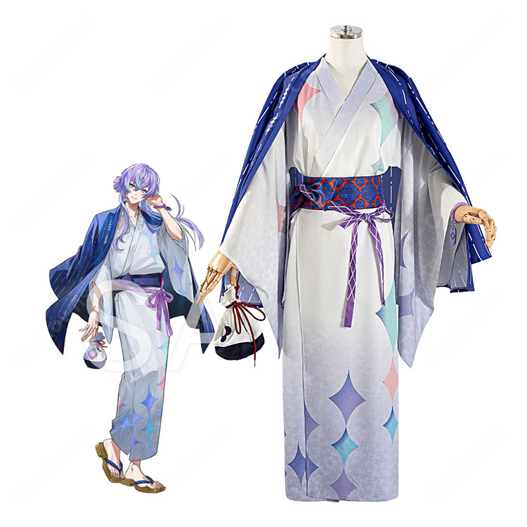 にじさんじ×極楽湯・RAKU SPA 星導ショウ 浴衣Ver. コスプレ衣装 和装セット 小物付き イベント撮影対応-1