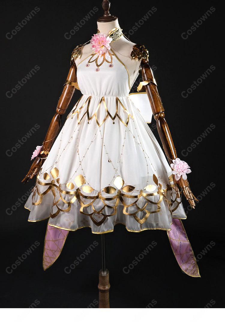 Fate/Grand Order Arcade カーマ(ミステイク) 第三再臨 コスプレ衣装 花飾り・大型リボン付き-3