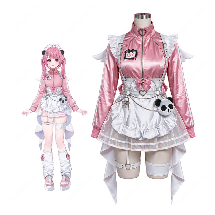 にじさんじ 笹木咲 新衣装 ジャージメイドVer. コスプレ衣装 ピンクジャージ メイド服 フルセット-1