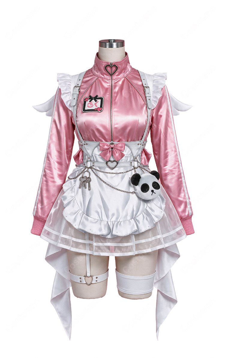 にじさんじ 笹木咲 新衣装 ジャージメイドVer. コスプレ衣装 ピンクジャージ メイド服 フルセット-2