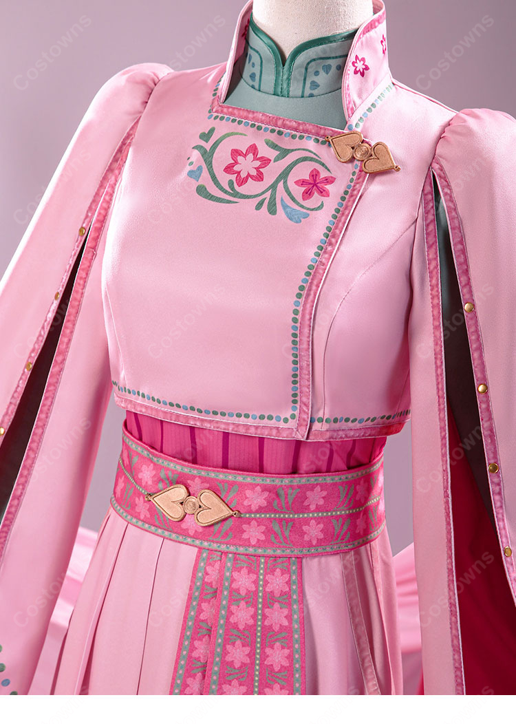 アナと雪の女王３（仮題） アナ 新衣装Ver. コスプレ衣装 ピンクドレス 花柄 ロングスカート イベント・撮影用-4