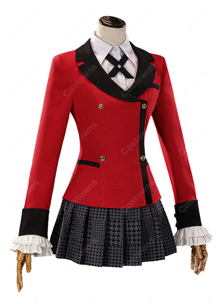 賭ケグルイ 桃喰綺羅莉 コスプレ衣装 私立百花王学園 生徒会長制服 ジャケット・千鳥格子スカートセット-3